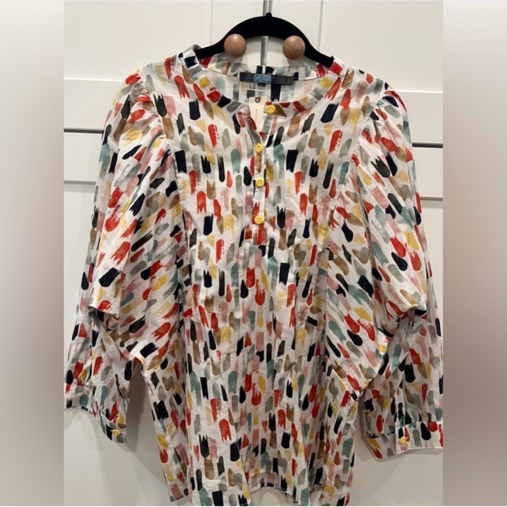 EVA FRANCO ANTHROPOLOGIE KRIZIA TOP IN MULTICOLOR, SIZE L, NWT. - Picture 3 of 11